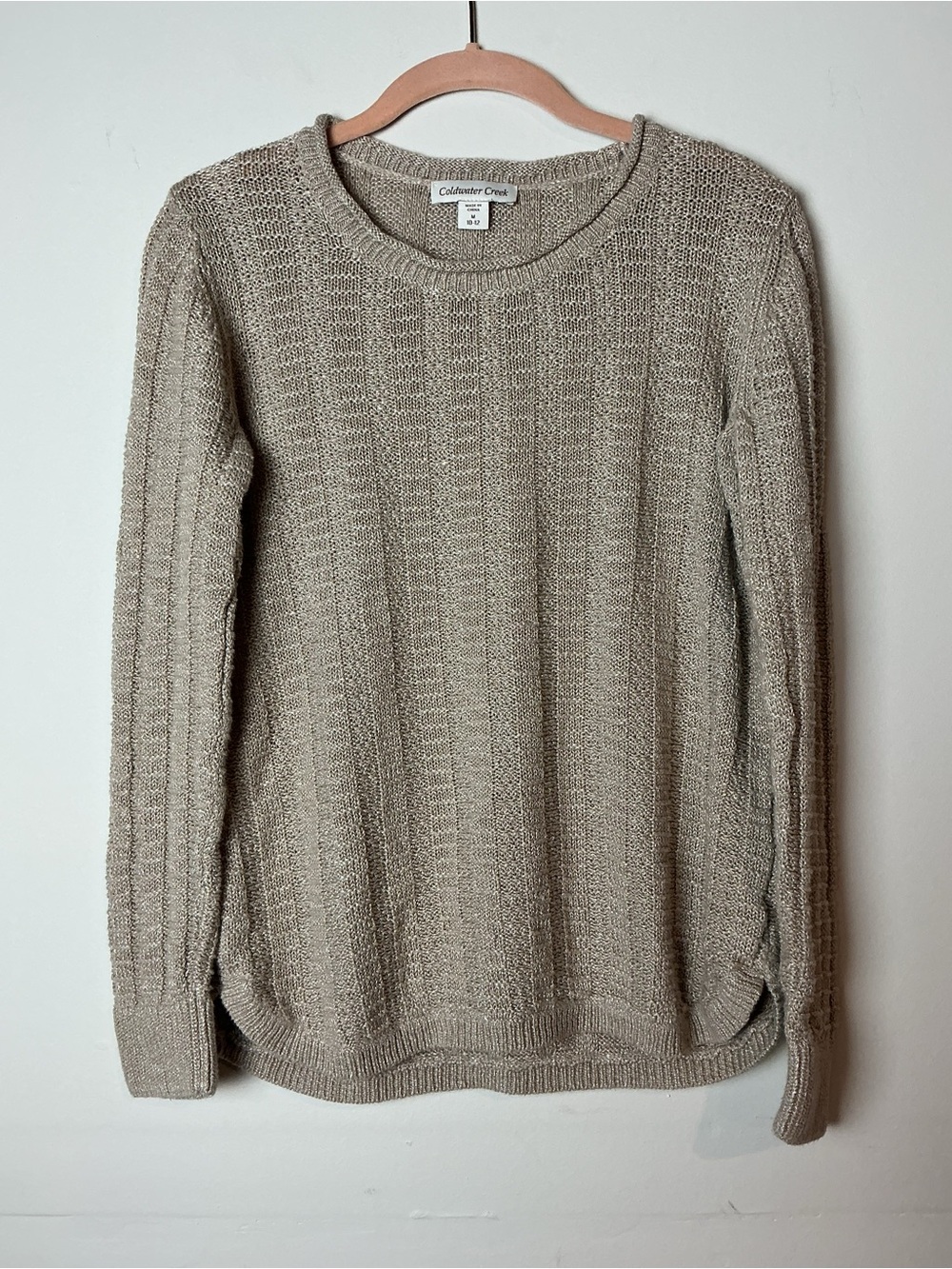 Coldwater Creek Linen Blend Tan Knit Sweater Size M